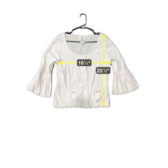 Chadwicks Button Front Pleated Cuffs Cardigan Sweater Off White Sz Medium Cozy - Picture 7 of 10